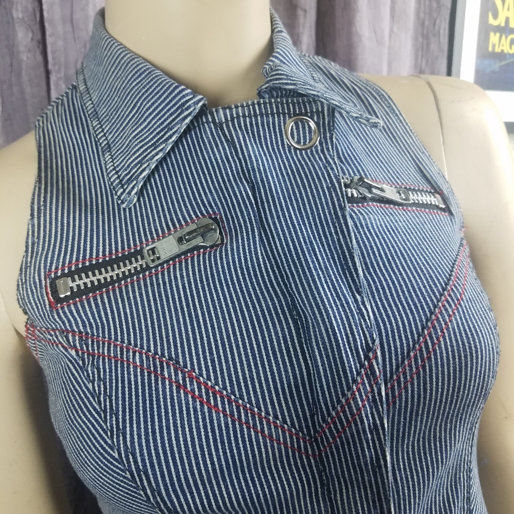 Lip Service Jean Jacket Vest Bondage Zippers - Picture 5 of 5